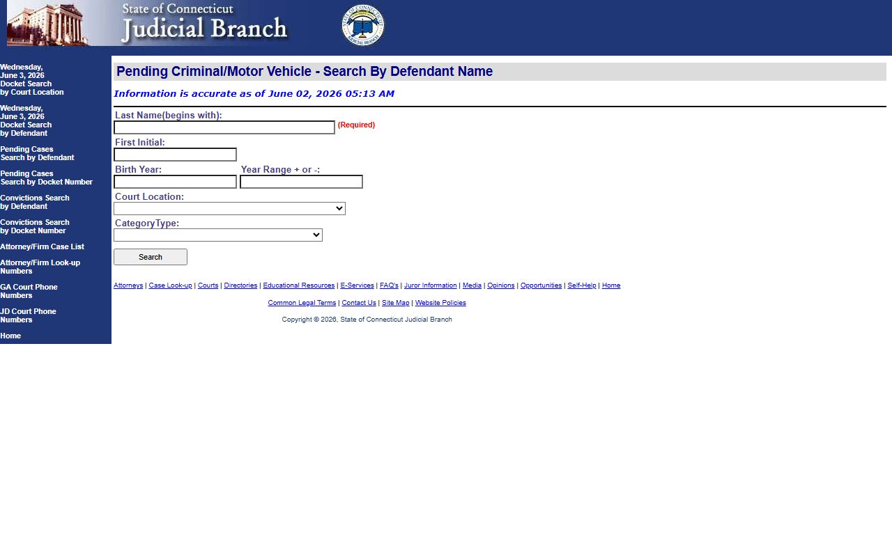 Connecticut pending criminal case search by defendant for Hamden court records after an arrest